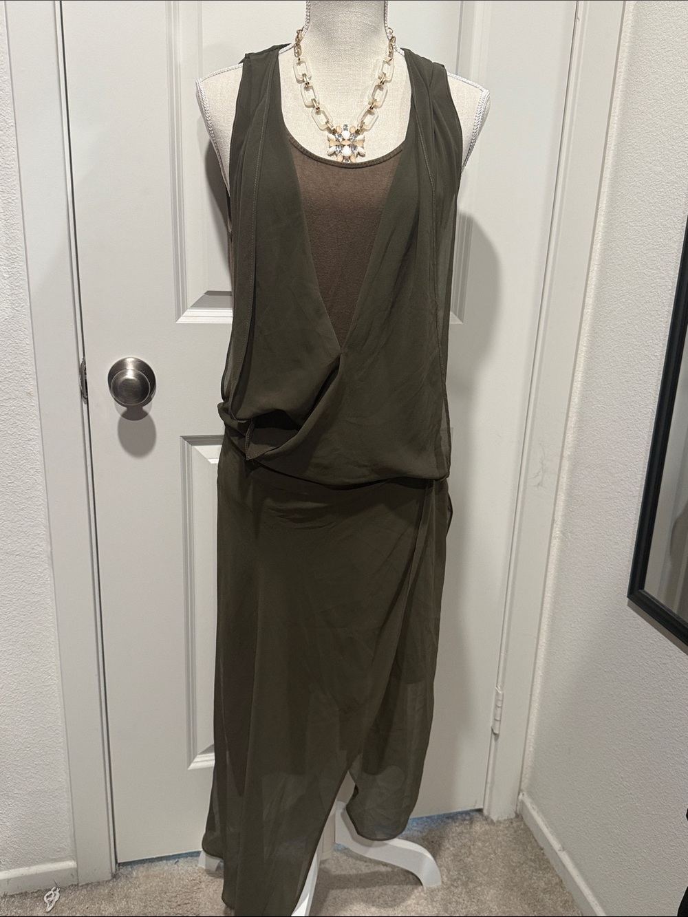 MAAC London Olive Draped Maxi Dress